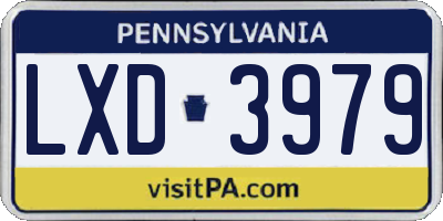 PA license plate LXD3979