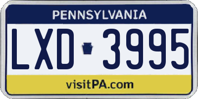 PA license plate LXD3995