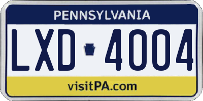 PA license plate LXD4004