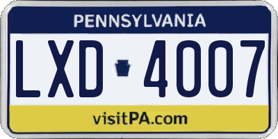 PA license plate LXD4007