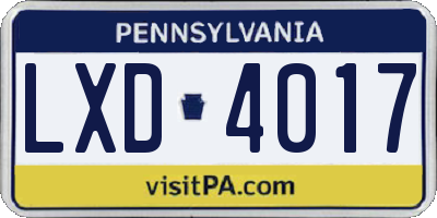 PA license plate LXD4017