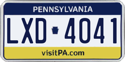 PA license plate LXD4041