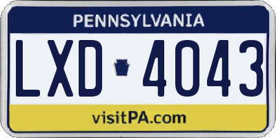 PA license plate LXD4043