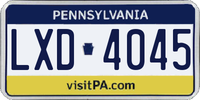 PA license plate LXD4045