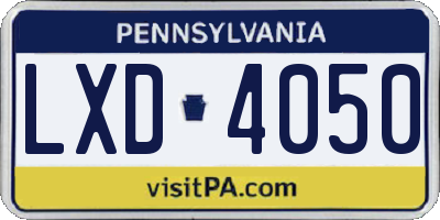 PA license plate LXD4050