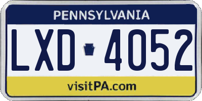 PA license plate LXD4052