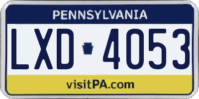 PA license plate LXD4053