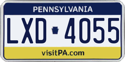 PA license plate LXD4055