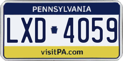 PA license plate LXD4059