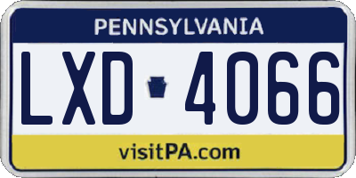 PA license plate LXD4066