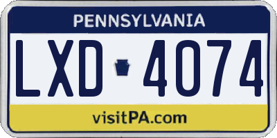PA license plate LXD4074