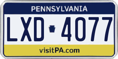 PA license plate LXD4077