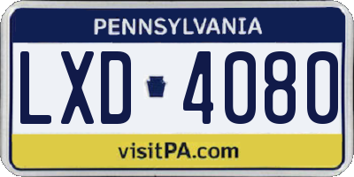 PA license plate LXD4080