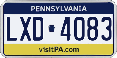 PA license plate LXD4083