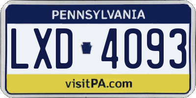 PA license plate LXD4093