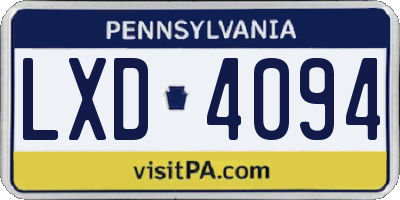 PA license plate LXD4094