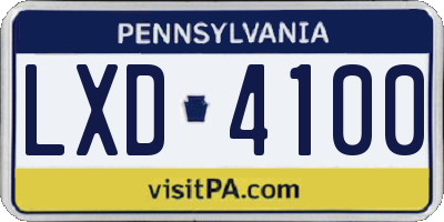 PA license plate LXD4100