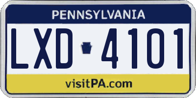 PA license plate LXD4101