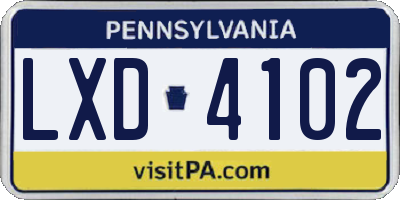 PA license plate LXD4102