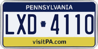 PA license plate LXD4110