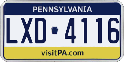 PA license plate LXD4116