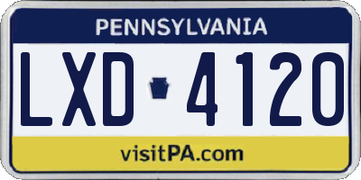 PA license plate LXD4120