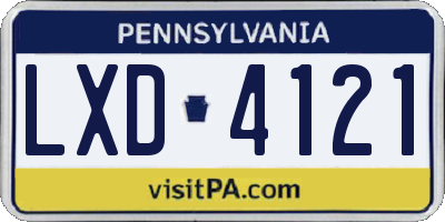 PA license plate LXD4121