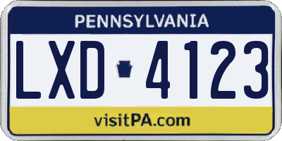 PA license plate LXD4123