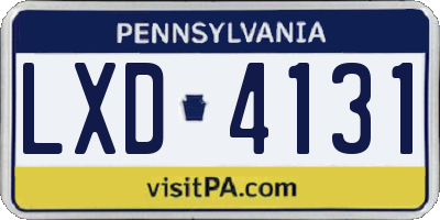 PA license plate LXD4131