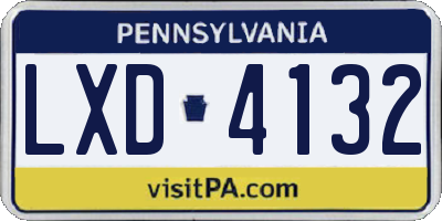 PA license plate LXD4132