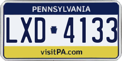 PA license plate LXD4133