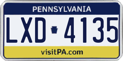 PA license plate LXD4135