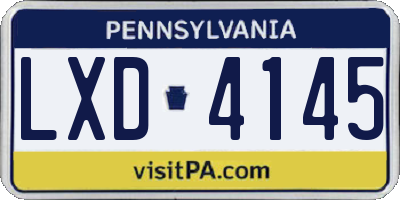 PA license plate LXD4145