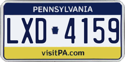 PA license plate LXD4159