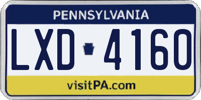 PA license plate LXD4160