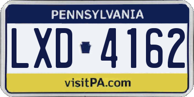 PA license plate LXD4162