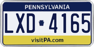 PA license plate LXD4165