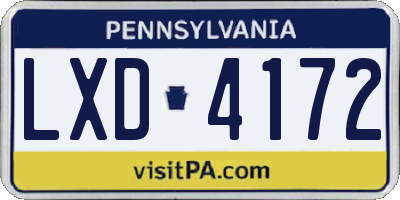 PA license plate LXD4172