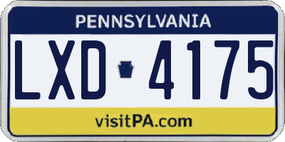 PA license plate LXD4175