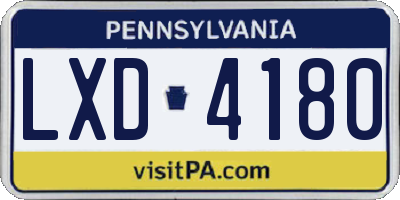 PA license plate LXD4180