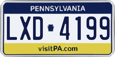 PA license plate LXD4199