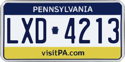 PA license plate LXD4213