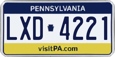 PA license plate LXD4221