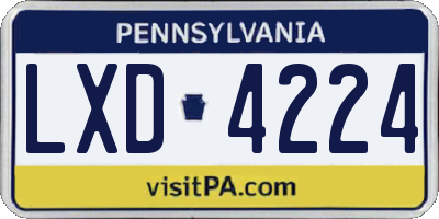 PA license plate LXD4224