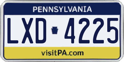PA license plate LXD4225
