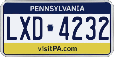 PA license plate LXD4232