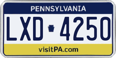 PA license plate LXD4250