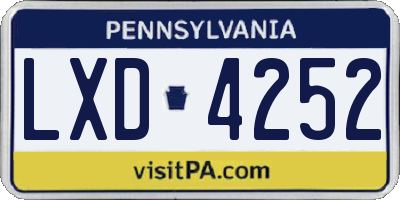 PA license plate LXD4252
