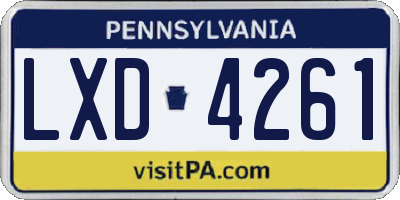 PA license plate LXD4261
