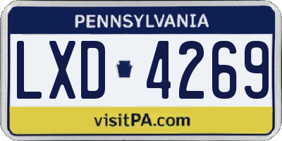 PA license plate LXD4269